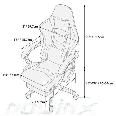 Bureau de bureau Chaise de jeu ergonomique avec repose-pieds en cuir