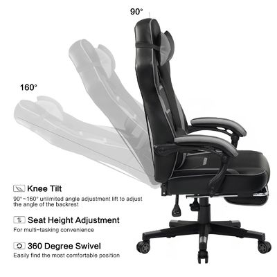 27.16&quot;D x 20.66&quot;W x 47.24&quot;H dans une chaise de jeu ergonomique avec pied et pied