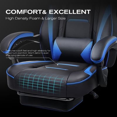 Chaise de jeu ergonomique à 3 ascenseurs à gaz avec repose-pieds en cuir en PU