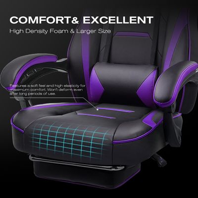 Chaise de jeu ergonomique avec repose-pieds et fonction de rotation 360/ réglage de la hauteur/ fauteuil reculé