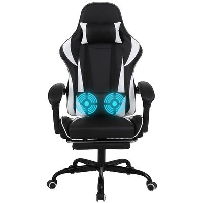 Chaise de jeu ergonomique de style de course à dos haut en fer avec support lombaire et repose-pieds
