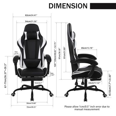 Chaise de jeu ergonomique de style de course à dos haut en fer avec support lombaire et repose-pieds