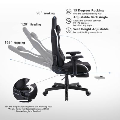 Chaise de jeu de bureau avec coussin à ressort de poche et accoudoirs 4D hauteur réglable