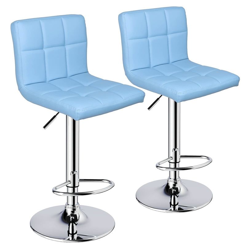 ALINUNU Tabouret à barre pivotante réglable en cuir en PU moderne avec dos en couleur personnalisée
