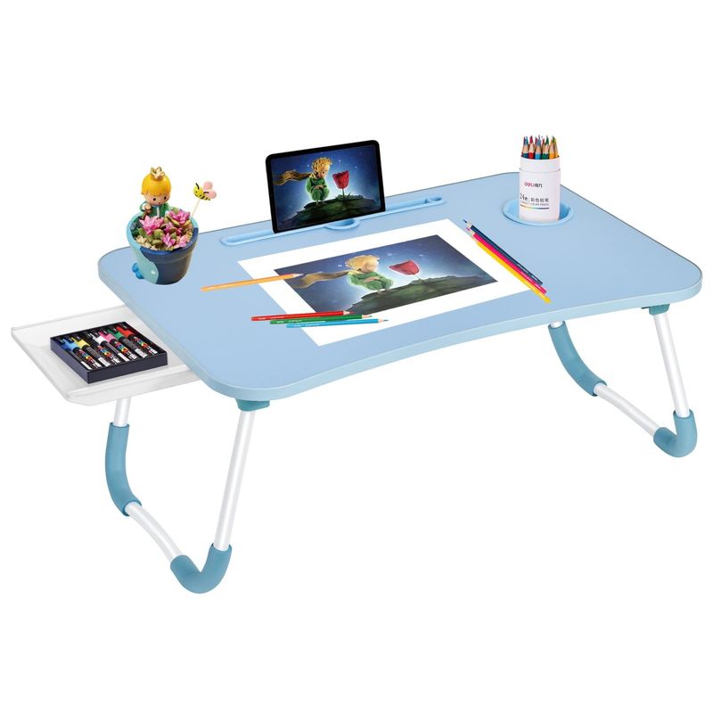 Hôtel restaurant banquet maison portable pliable bureau portable plateau de lit avec porte-gobelets
