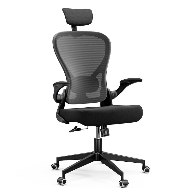 Fonction pivotante et bras pliables fauteuil de bureau ergonomique à domicile avec réglage de hauteur