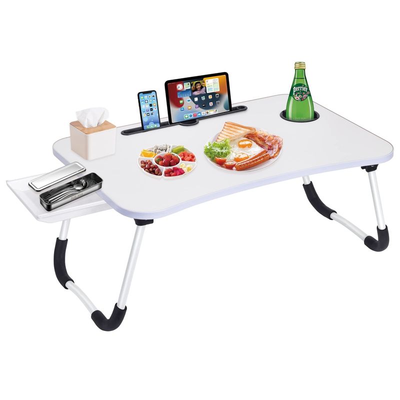 Tableau de bureau en bois avec porte-gobelets