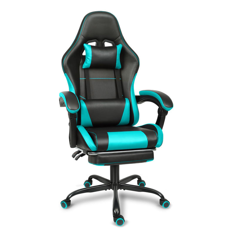 Chaise de jeu métallique de design moderne avec support lombaire et repose-pieds réglable en hauteur