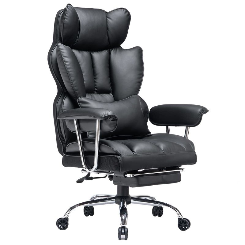 Assurance garantie d'une chaise informatique en cuir en PU moderne avec support lombaire et pieds