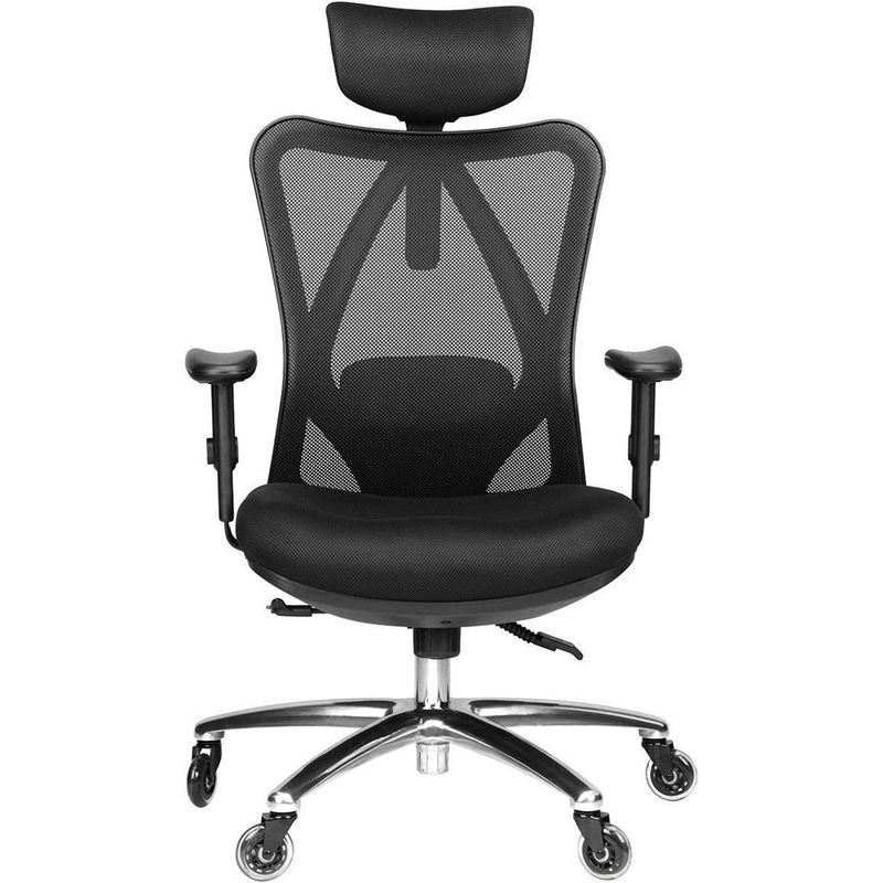 Coussin d'assise épaissie fauteuil de bureau d'ordinateur à domicile ergonomique avec appuie-tête et accoudoirs lombaires