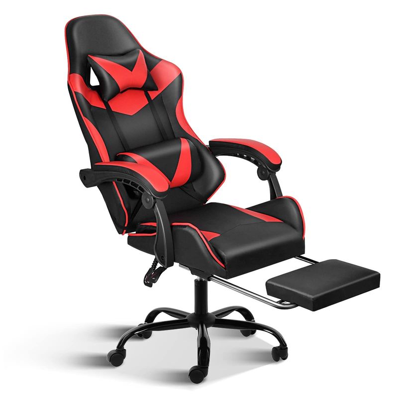 Chaise de jeu ergonomique avec repose-pieds et support lombaire 20&quot;D x 25&quot;W x 46&quot;H/360 pivotante