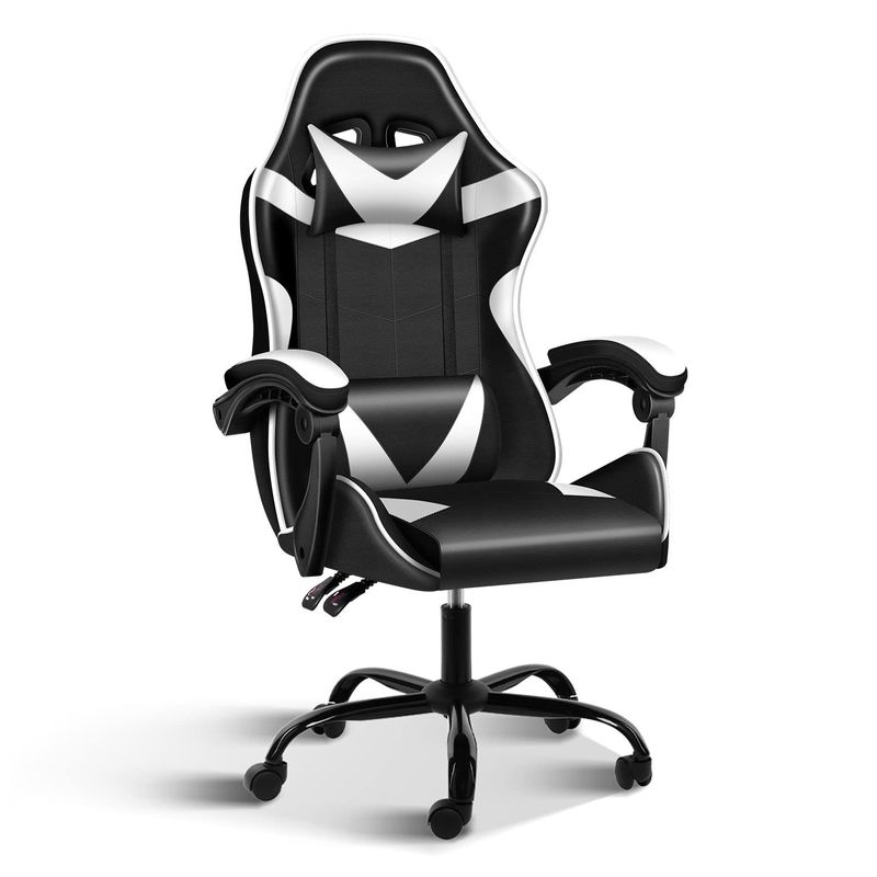 Matériau du siège en plastique Type chaise de jeu vidéo ergonomique avec repose-pieds et support lombaire