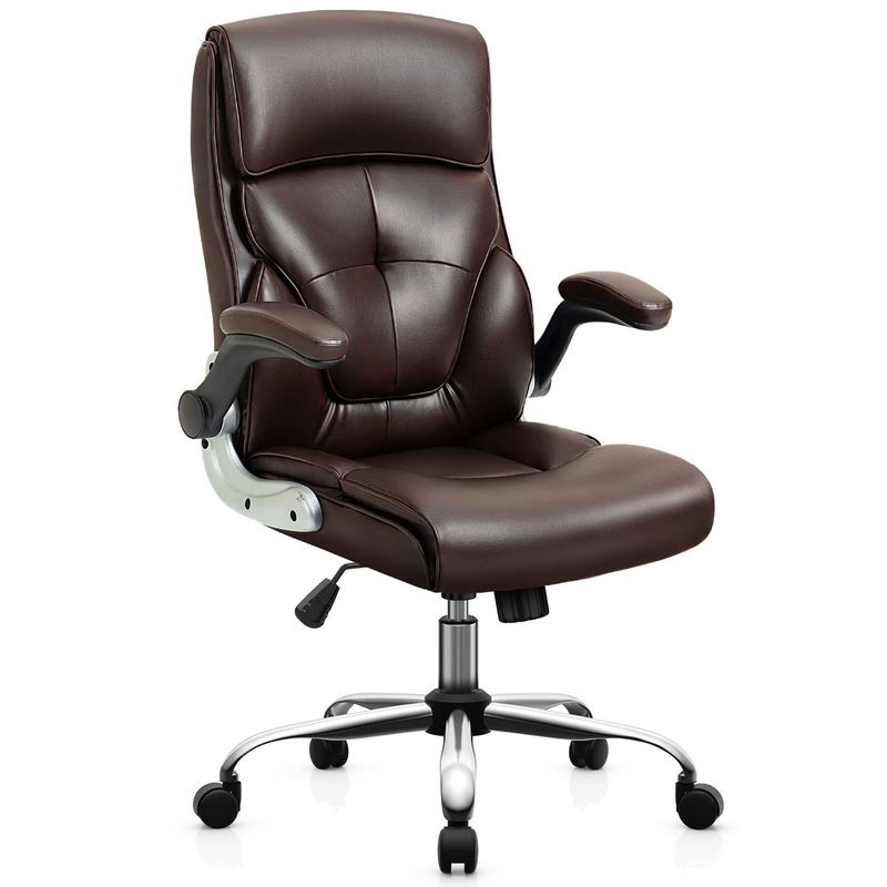 Chaise de bureau à dos élevé de type métallique à domicile avec support lombaire et tissu de lin