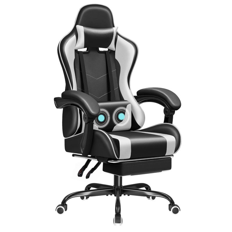 Chaise de jeu de course avec support lombaire de massage et siège pivotant 360 18,5 &quot;D x 23,61&quot; W x 50,4&quot; H