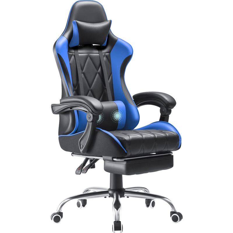Chaise de jeu vidéo à dos haut avec repose-pieds et support lombaire de massage Couleur personnalisée