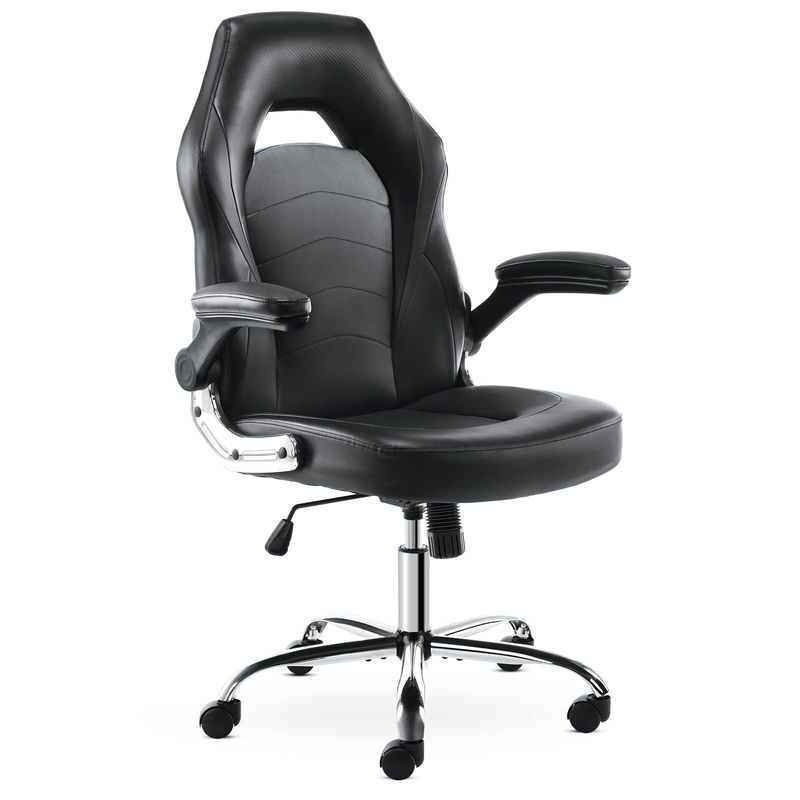 Chaise de jeu ergonomique en cuir synthétique avec support lombaire