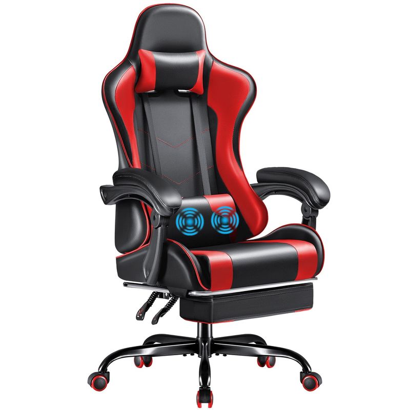 Chaise de jeu vidéo de course à ordinateur de design moderne avec repose-pieds et support lombaire de massage