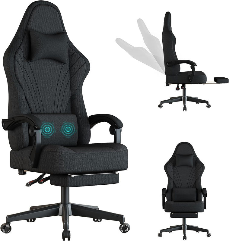 Chaise de jeu informatique ergonomique avec repose-pieds personnalisable en couleur