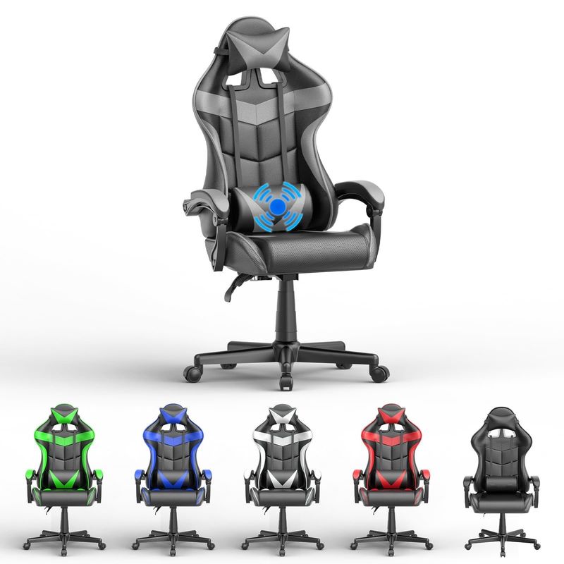 Obtenez la chaise de jeu en PU avec un massage de 33&quot;D x 24&quot;W x 49.2&quot;H