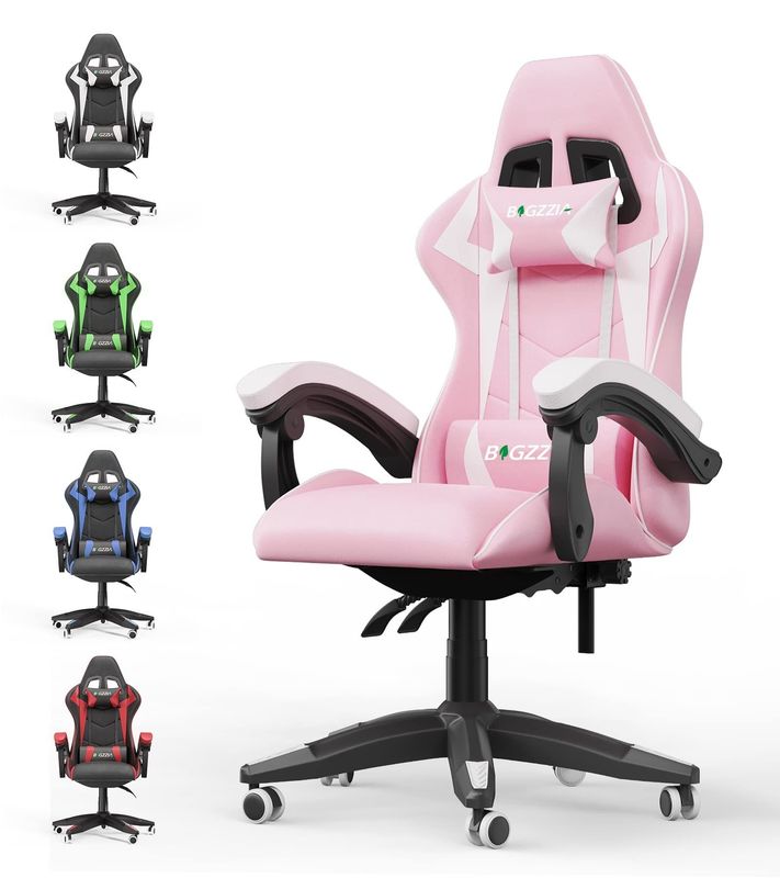 Chaise de jeux vidéo reposante à 3 ascenseurs à gaz avec repose-tête et support lombaire