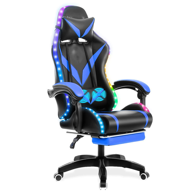 Matériau de cadre en chlorure de polyvinyle Chaise de jeu RGB avec massage et lumières LED Parfait