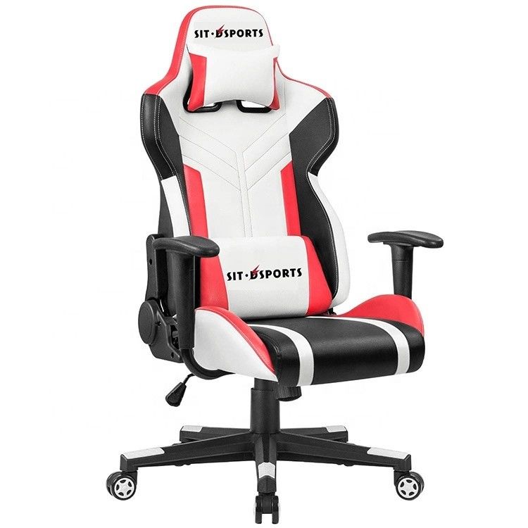 Chaise de bureau en cuir pivotant avec support lombaire et repose-tête