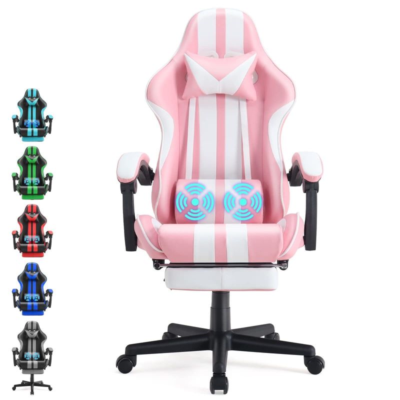 Chaise de jeu de bureau avec repose-pieds et soutien lombaire Poids maximum recommandé de 300 livres