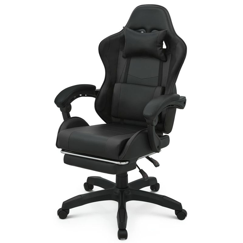 Chaise de jeu à dos haut avec repose-pieds repose-tête soutien lombaire cadre en fer