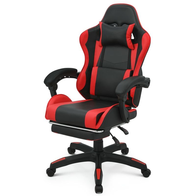 Chaise de jeu à dos élevé pivotant 360 avec repose-pieds repose-tête soutien lombaire hauteur réglable