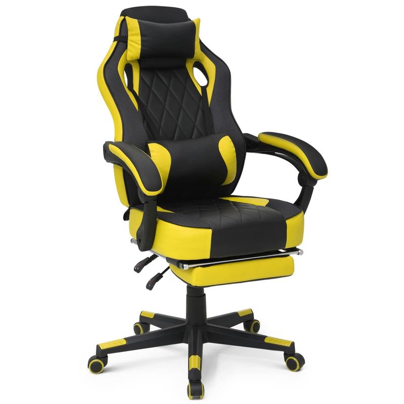 Chaise de jeu de course à 360 degrés avec support lombaire détachable en cuir PU
