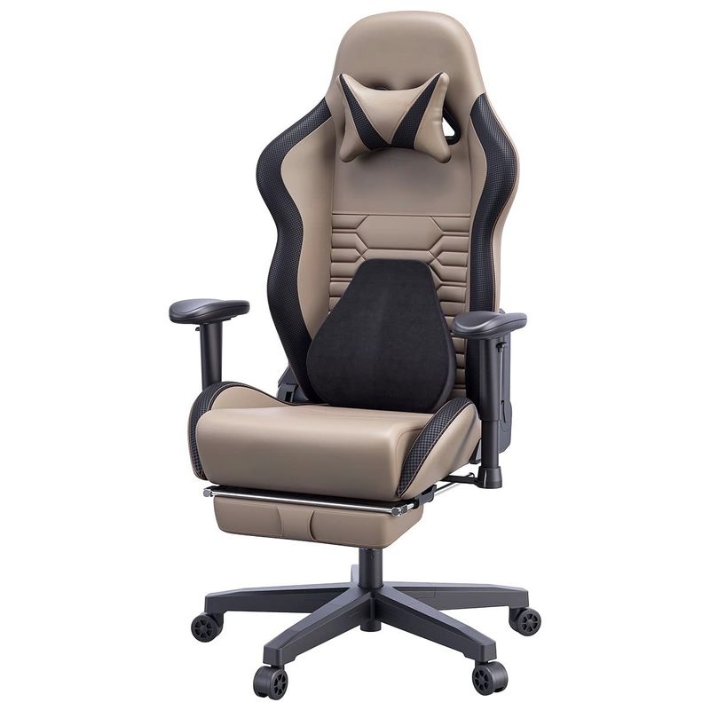 Chaise de jeu à roues en PU muet avec support lombaire ergonomique et emballage du courrier