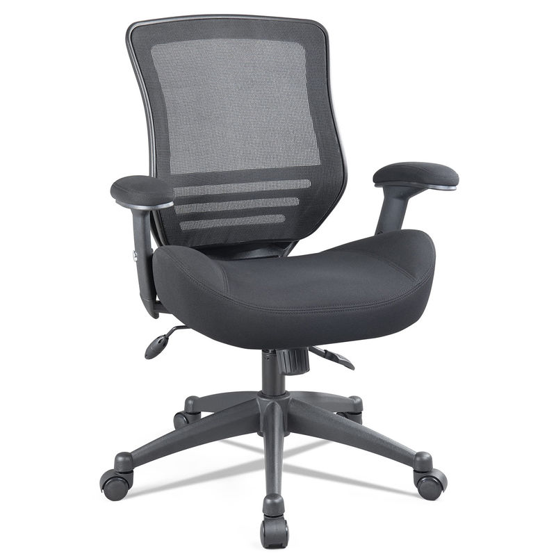Chaise d'ordinateur à dos moyen avec bras pliables hauteur réglable et support lombaire